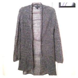 Eileen Fisher Open Front Long Gray Cardigan